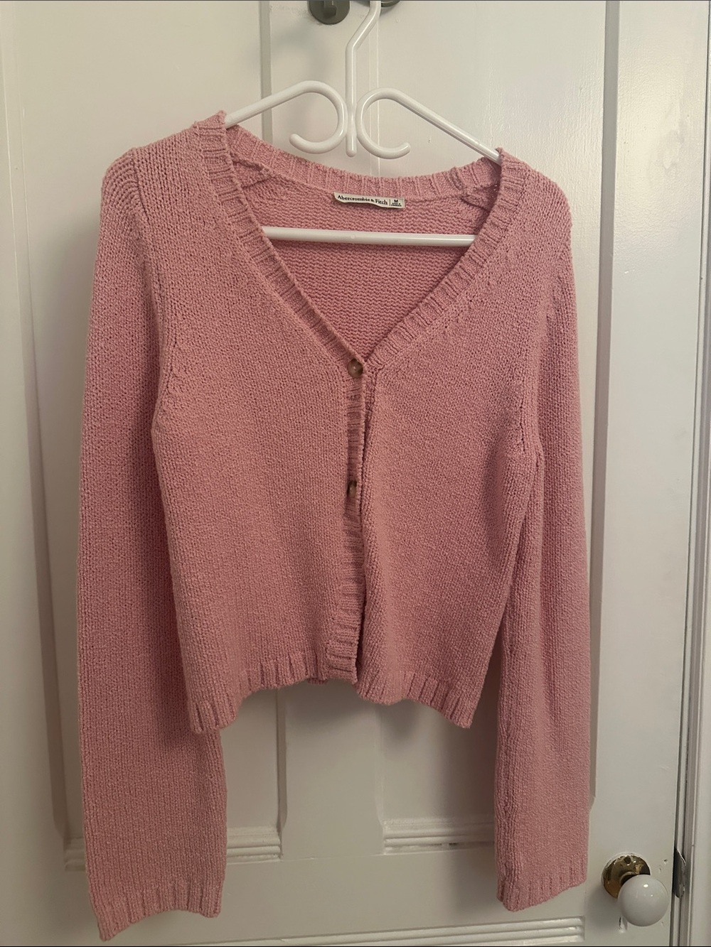 Abercrombie & Fitch Dusty Pink V‑Neck Button Cardigan